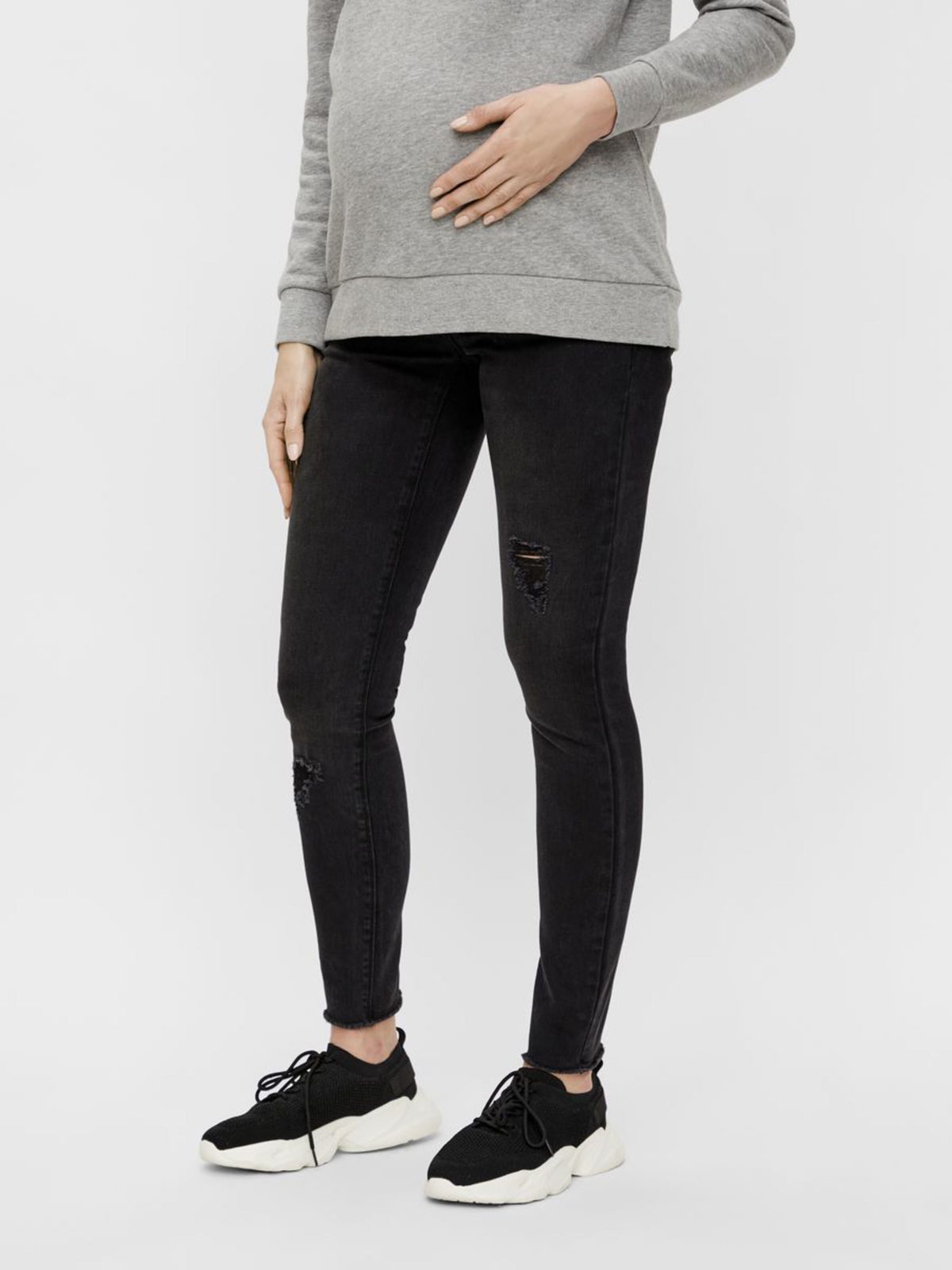 Mamalicious Taragona 7/8 slim destroy jeans black - Image 1