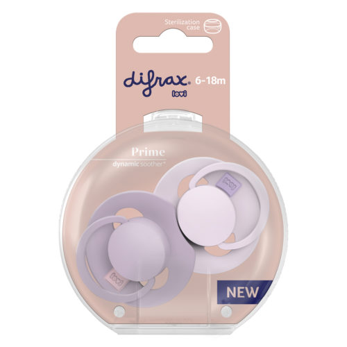 Difrax Dynamic Snuð Prime 6-18 mánaða 2 í boxi - Lilac/Violet - Image 8