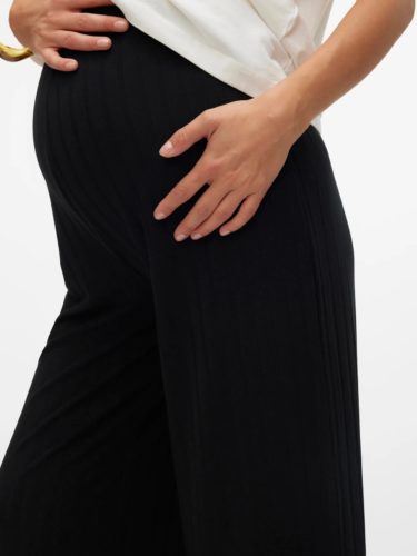 Mamalicous Lucy Wide Rib HW pants Black - Image 5
