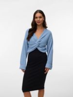 Mamalicious Svala cot L/s crop knit top Blue - Image 2