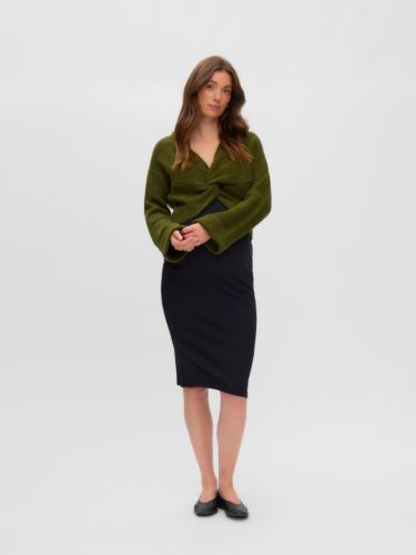 Mamalicious Knit Crop Peysa Moss Green - Image 4