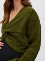 Mamalicious Knit Crop Peysa Moss Green - Image 3
