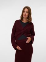 Mamalicious Svala Knit Crop Top Red