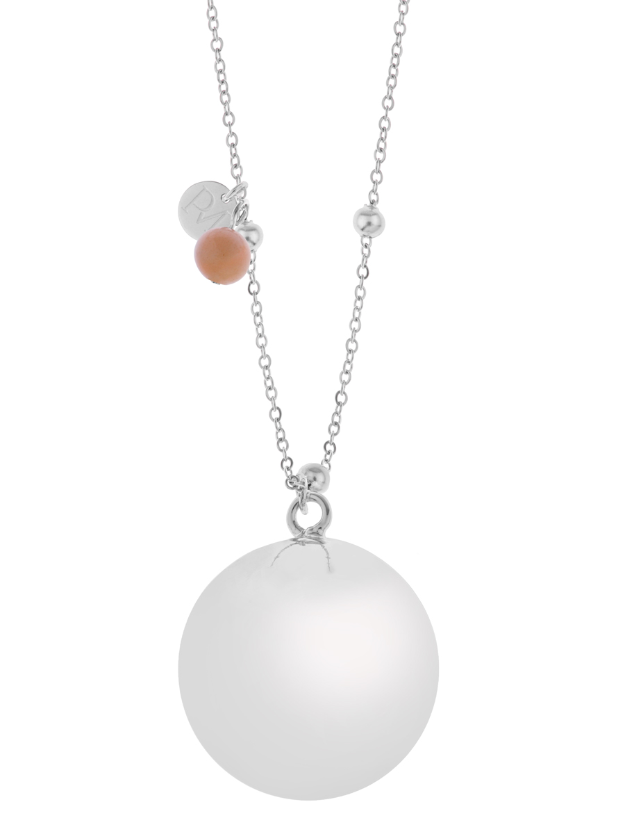 Proud-MaMa-ID-528 Proud MaMa Olivia Gemstone Bola Pregnancy Necklace - Silver Moonstone - Image 1