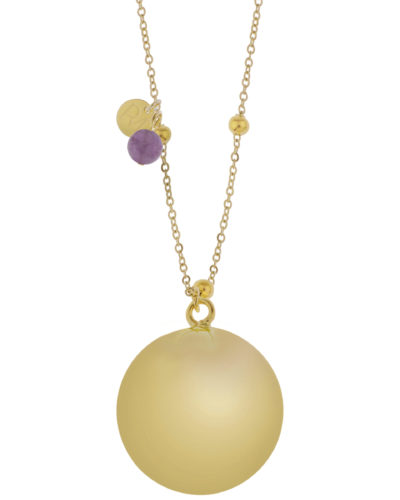 Proud MaMa Olivia Gemstone Bola Pregnancy Necklace - Gold Amethyst