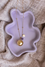 Proud MaMa Olivia Gemstone Bola Pregnancy Necklace - Gold Amethyst - Image 2